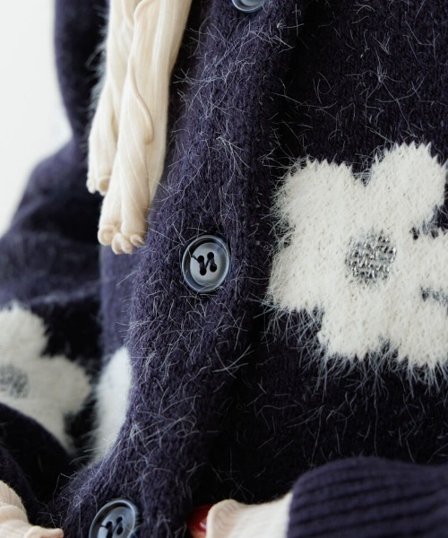 flower ニット セーター フラッフィーフラワーニット レディース