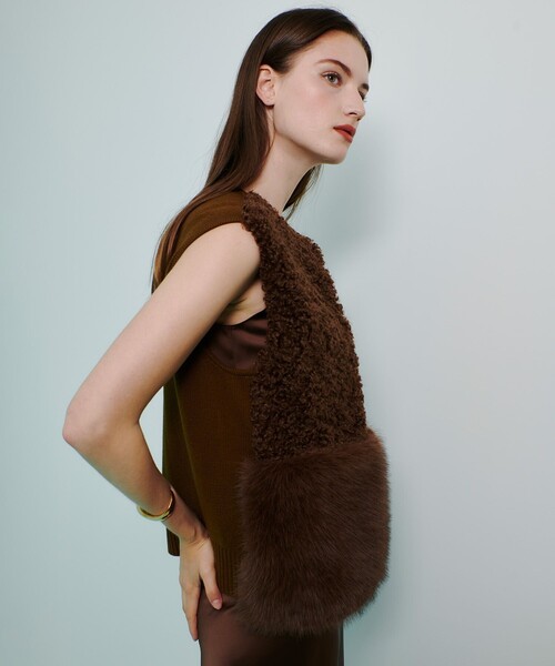 allureville（アルアバイル） ベスト ジレ フェイクボアコンビ