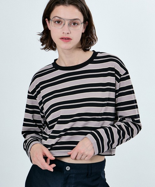 M TO R（ムウトアール） tシャツ MU MULTI BORDER CROPPED LONG SLEEVE