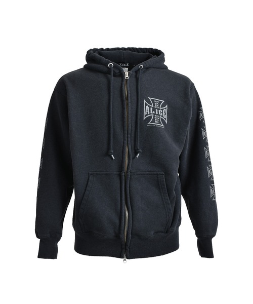 ALICE HOLLYWOOD パーカー DESTROYED CHOPPER FULL ZIP HOODIE メンズ