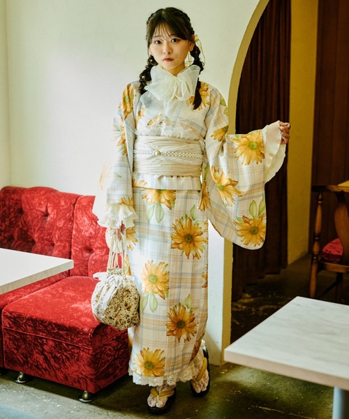 kutir（クティール） 浴衣 「クティールとレトロ」2WAY 浴衣セット