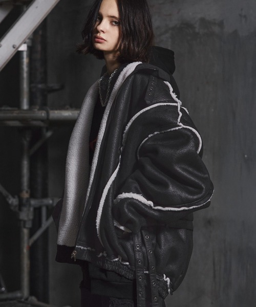 ERAR コート ジャケット 「ERAR」ダブルベルトデザインクラッシュ加工