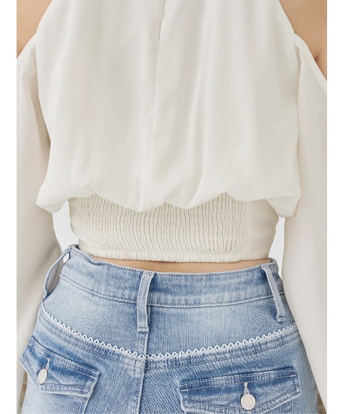 Darich（ダーリッチ） ブラウス シャツ パールネックアメスリブラウス