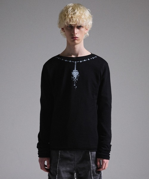 GRANCY セーター ニット 「GRANCY」Print Design Sheer Knit