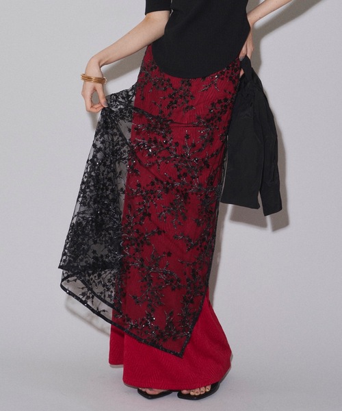 スカート Flower spangle wrap skirt/フラワースパンコールラップ