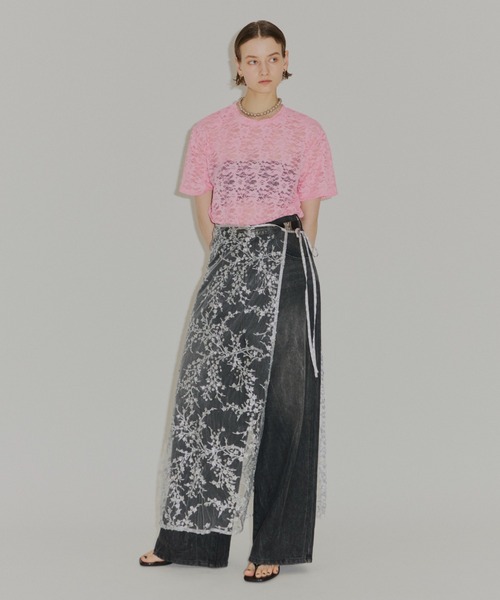 スカート Flower spangle wrap skirt/フラワースパンコールラップ