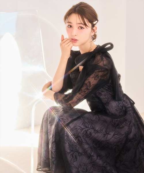 WILLSELECTION（ウィルセレクション） ドレス フラワー刺繍肩リボン