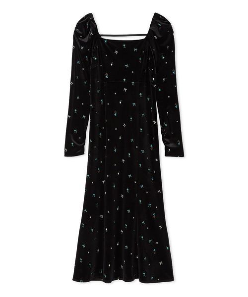 FRAY I.D（フレイ・アイディー） ワンピース ベロアナローワンピース