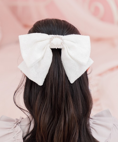 ROJITA（ロジータ） ヘアクリップ リングビジュ付きBIGリボンレース