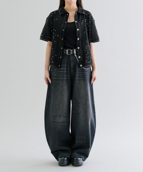 ジーンズ 「EPNK」Patchwork curve denim pants / パッチワークカーブ