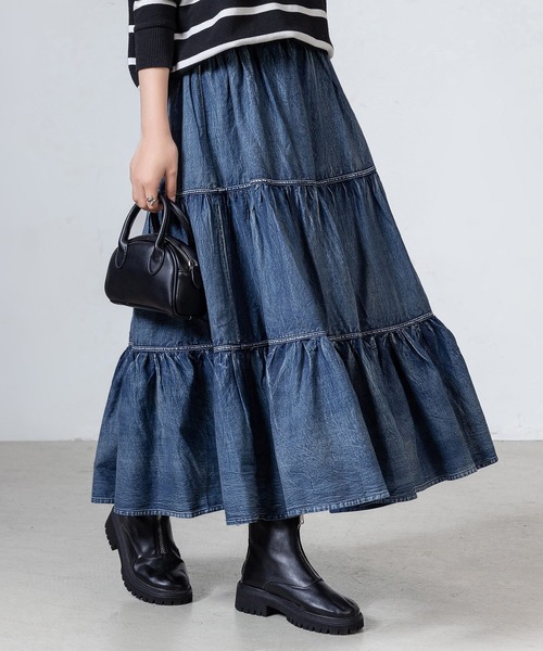 DAY CLOSET スカート レディース デニム風ドラマティックロング