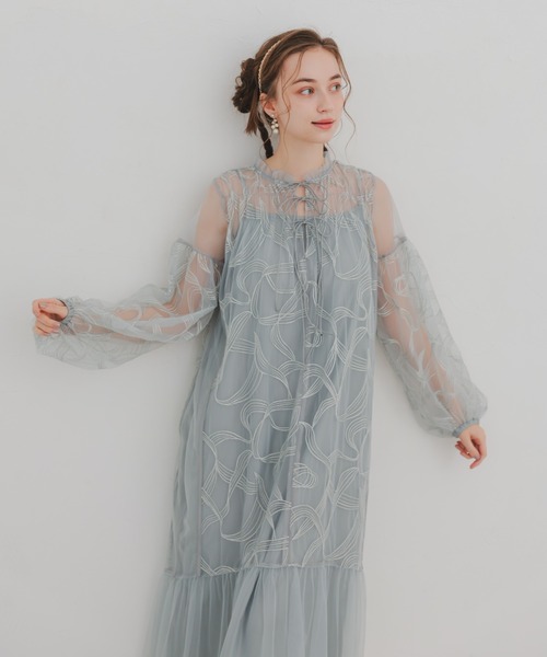 Dorry Doll（ドリードール） ドレス リボン刺繍ギャザードレス