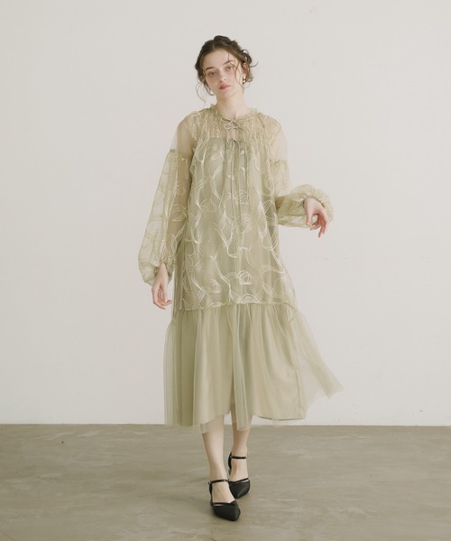 Dorry Doll（ドリードール） ドレス リボン刺繍ギャザードレス