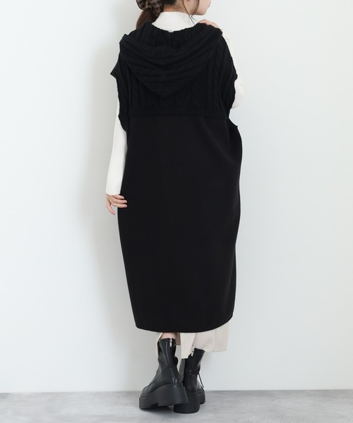 EGLANTINE（エグランティーヌ） ベスト ジレ ニット切り替えロングジレ