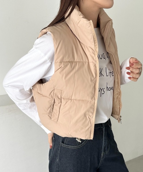 CLEA ダウンベスト ベスト スタンドカラーコンパクトショート丈中綿