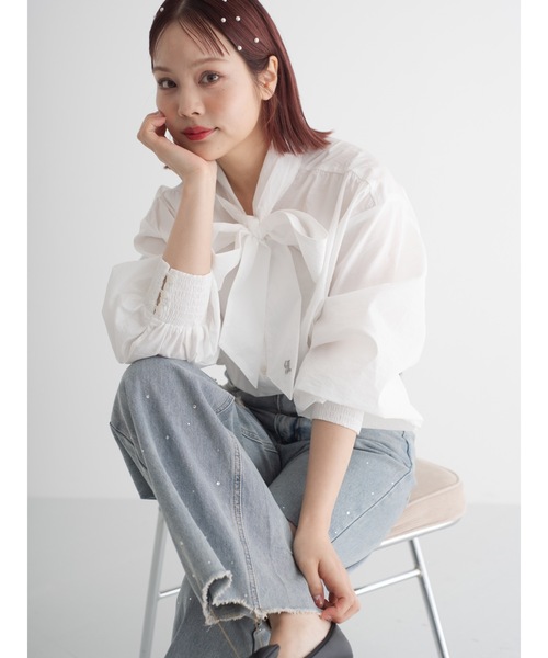 jumelle（ジュメロ） ブラウス シャツ 「アイロン不必要」bow tie