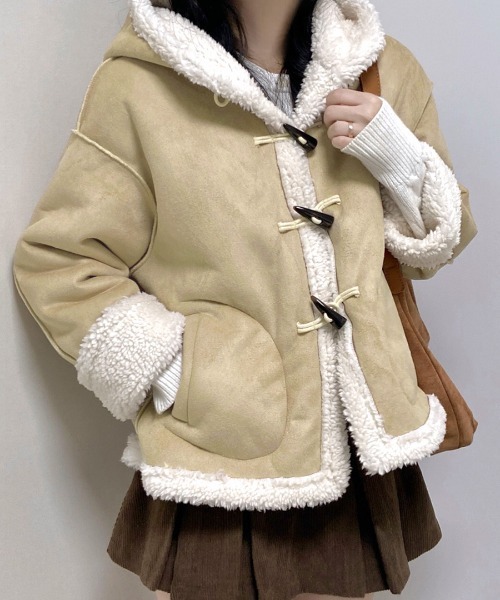 Riff（リフ） ダッフルコート コート ボアダッフルショート丈コート