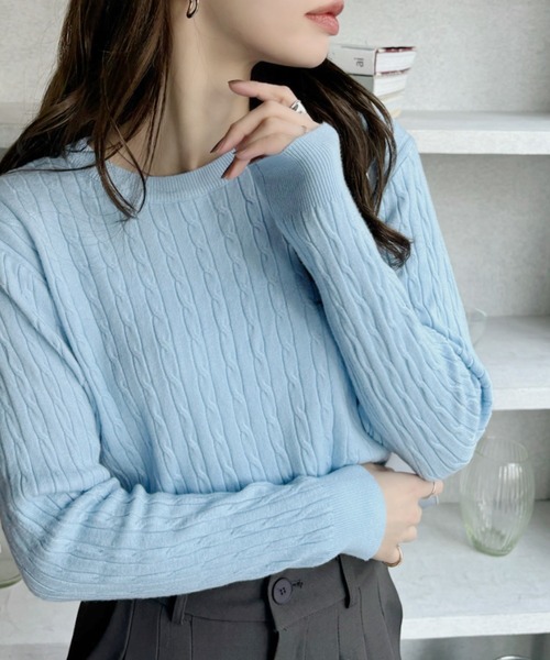 Ada. ニット セーター クルーネック コンパクト 長袖 ベーシック