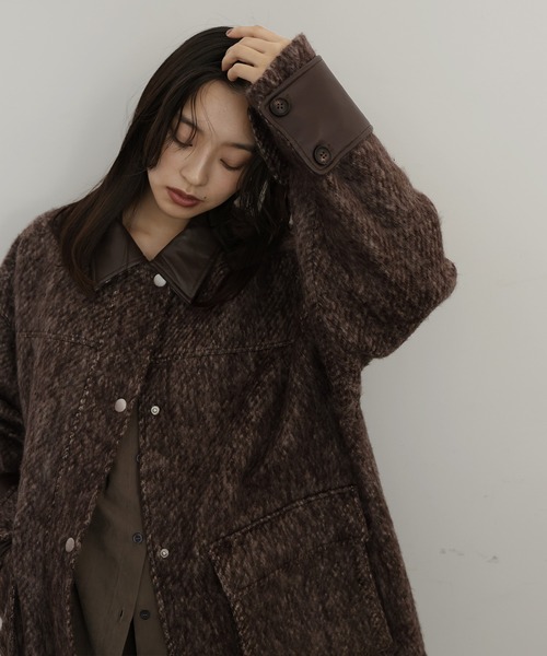 hellam（ヘラム） カバーオール レザーカラーシャギーコート