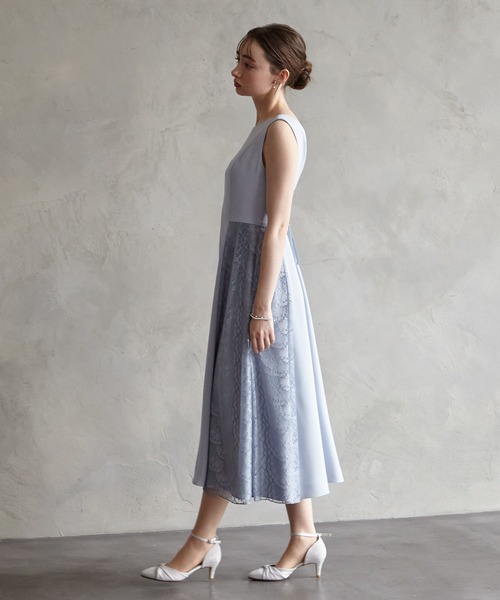 AIMER（エメ） ドレス サイドレースフィット＆フレアノースリーブ