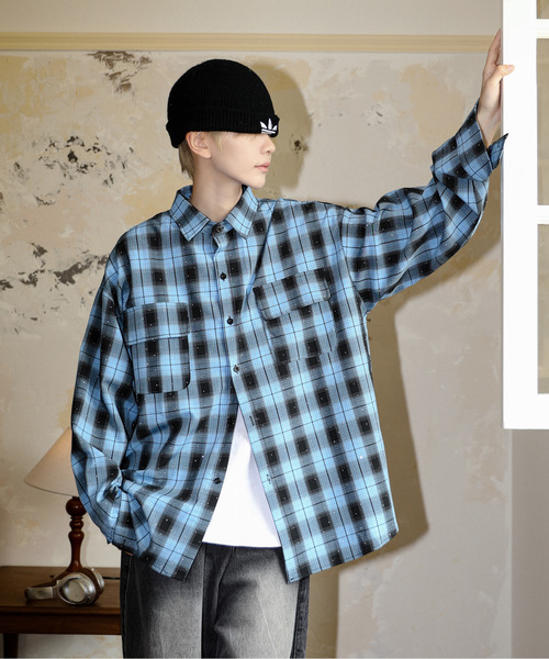 NEOS（KOKUYO） シャツ 「neos」ルーズシルエット ドット ライン