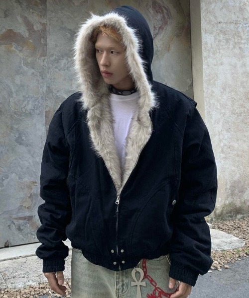 FreeZone ブルゾン アウター 「新色追加」フェイクファーフード付き