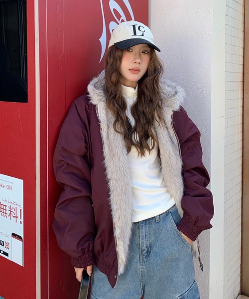 FreeZone ブルゾン アウター 「新色追加」フェイクファーフード付き