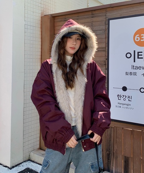 FreeZone ブルゾン アウター 「新色追加」フェイクファーフード付き