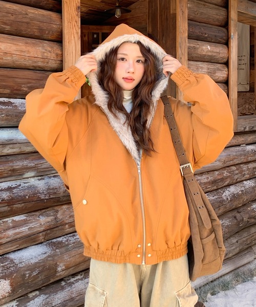 FreeZone ブルゾン アウター 「新色追加」フェイクファーフード付き