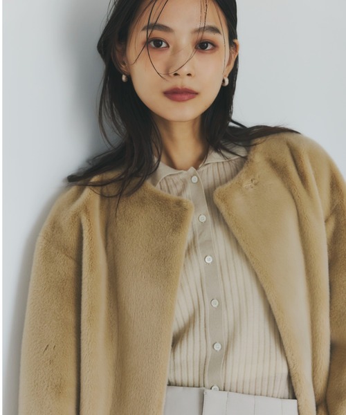 anuans（アニュアンス） ノーカラーコート コート ECOPELノーカラー