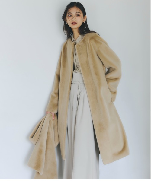 anuans（アニュアンス） ノーカラーコート コート ECOPELノーカラー