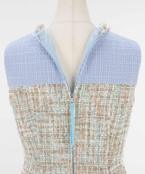 Prima Scherrer（プリマシェレル） ワンピース ツイードコンビ フレア