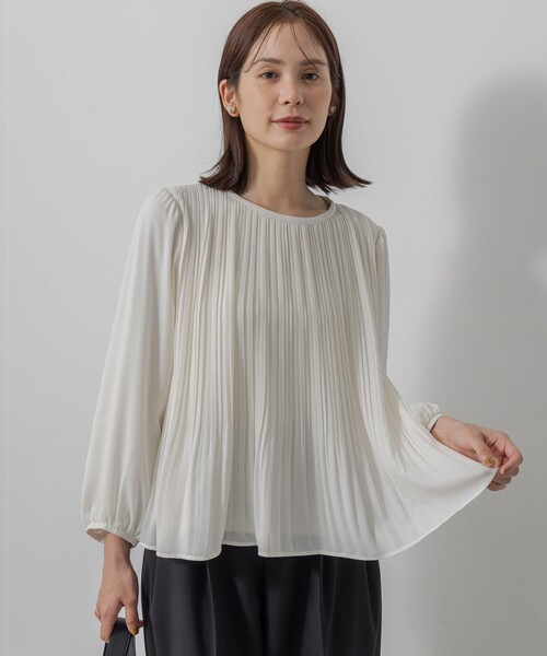 組曲（KUMIKYOKU） ブラウス シャツ ジョーゼットシフォンプリーツ