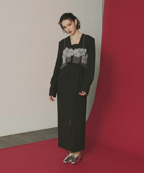 ANDRESD ドレス ピンストライプテーラードビスチェドレス / pinstripe