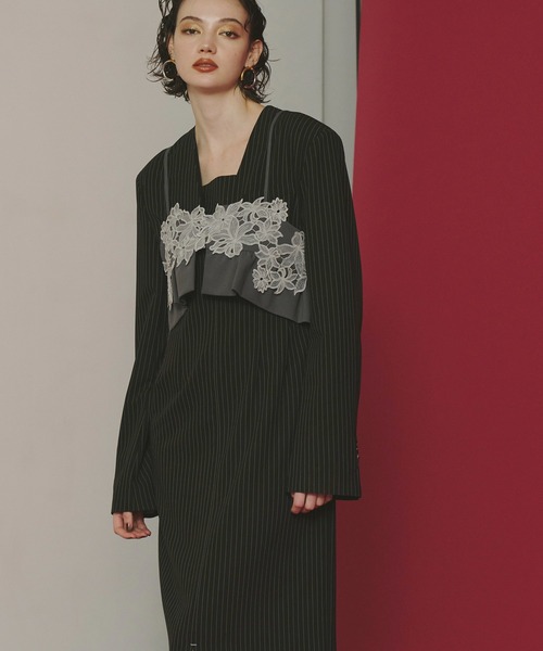 ANDRESD ドレス ピンストライプテーラードビスチェドレス / pinstripe