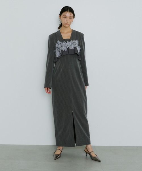 ANDRESD ドレス ピンストライプテーラードビスチェドレス / pinstripe