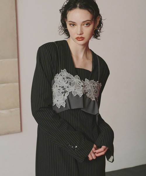 ANDRESD ドレス ピンストライプテーラードビスチェドレス / pinstripe