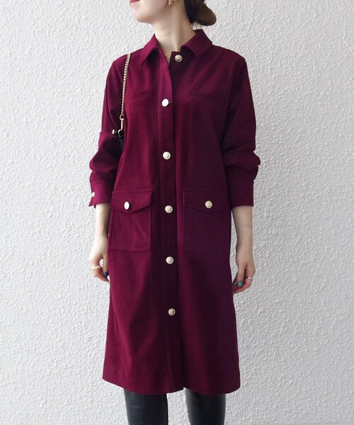 さくらページ】シャツコーデュロイ＊アウター系かっぽう着ワンピース