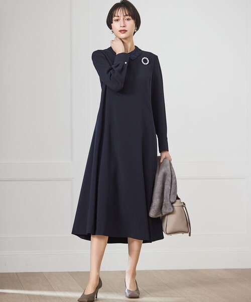 23区（ニジュウサンク） ワンピース トリアセダブルジョーゼット 襟