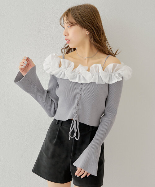 Chico（チコ） ニット セーター フリルドッキング袖フレアニット