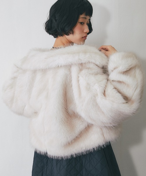 ブルゾン アウター ミックスファーショート丈ジャケット レディース