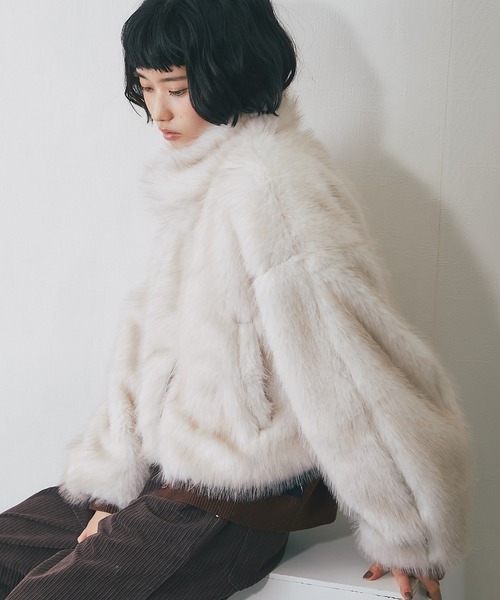 ブルゾン アウター ミックスファーショート丈ジャケット レディース