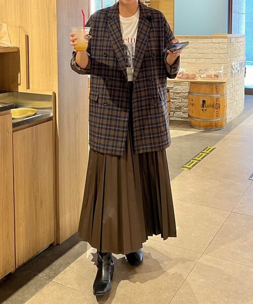 Discoat（ディスコート） コート アウター チェックWブレスト