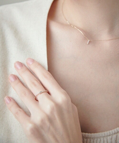 ete K10 レイヤードダイヤモンドリング 0.03 イエローゴールド 11号