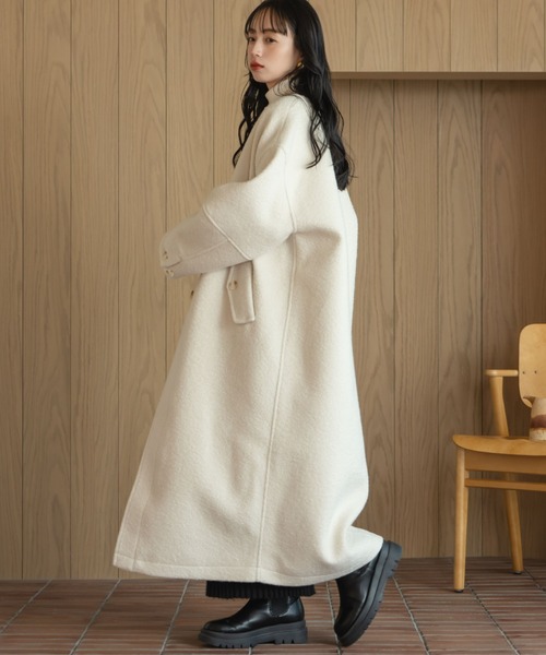 hinari（ヒナリ） コート アウター ブークレノーカラーロングコート