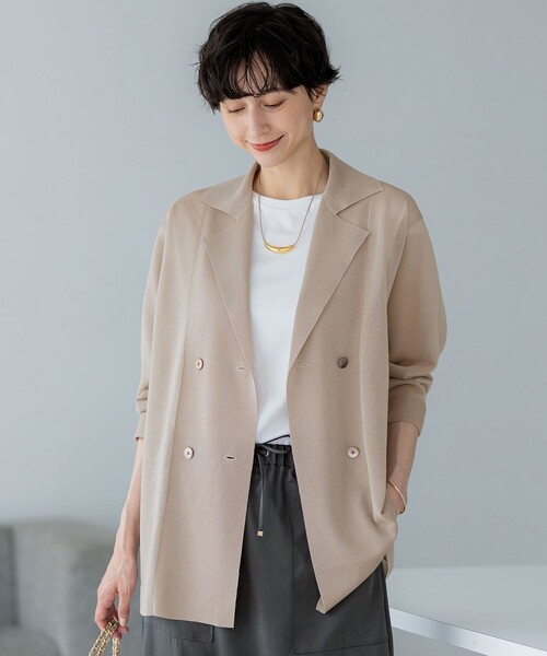 ジャケット テーラードジャケット 「洗える」シアー ダブルブレスト