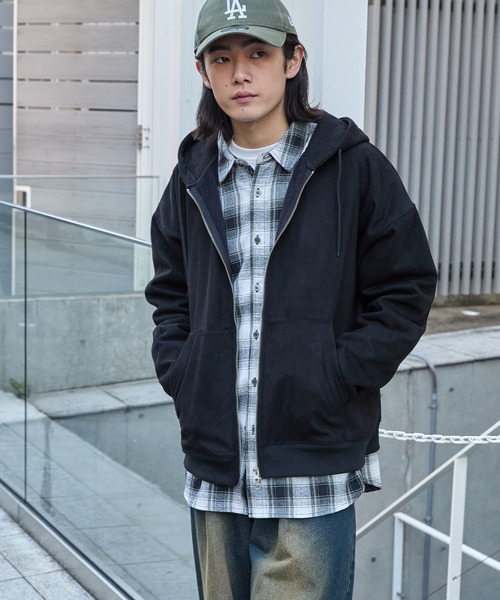 MONO-MART（モノマート） パーカー スウェードライク ボア オーバー