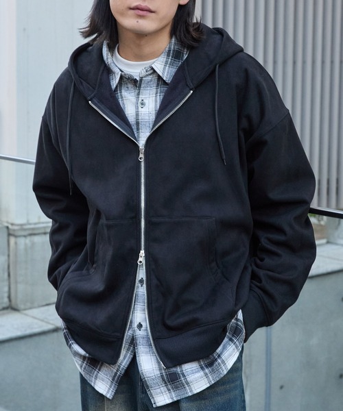 MONO-MART（モノマート） パーカー スウェードライク ボア オーバー