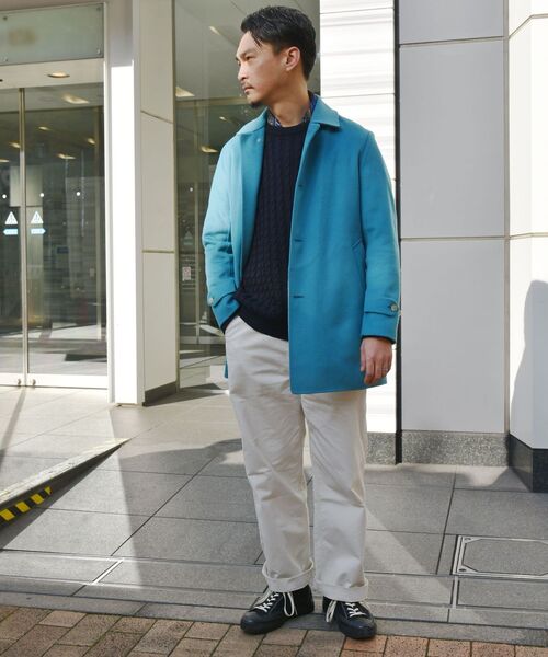 SHIPS（シップス） ステンカラーコート SD: ダブルフェイス ターコイズ