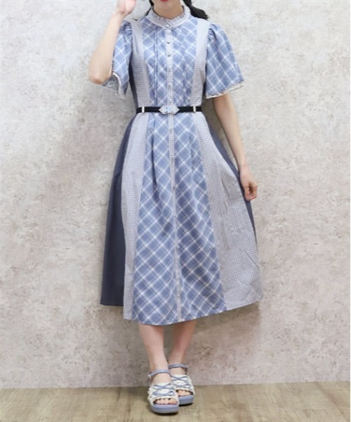 axes femme（アクシーズ ファム） シャツワンピース チェック切替